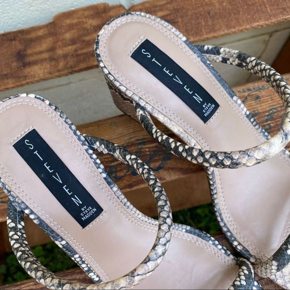 New Steven by Steve Madden Jersey Snake Leather Block Heel Sandals Size 7.5 - Picture 11 of 11